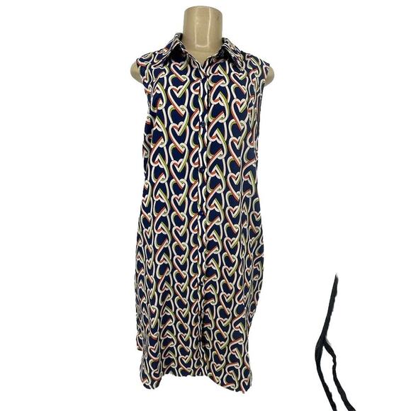 Cabi Women Medium Amour Hearts Shirt Dress Sleeveless Button Front 5370 AR13 - Picture 1 of 10